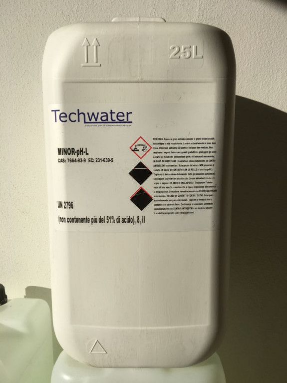 Riduttore di pH liquido TECHWATER - tanica 25 lt. - PRODOTTO AD ESCLUSIVO USO PROFESSIONALE. VIETATA LA VENDITA AI PRIVATI!