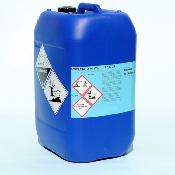 Cloro liquido - Ipoclorito di Sodio TECHWATER Tanica 25 Kg.